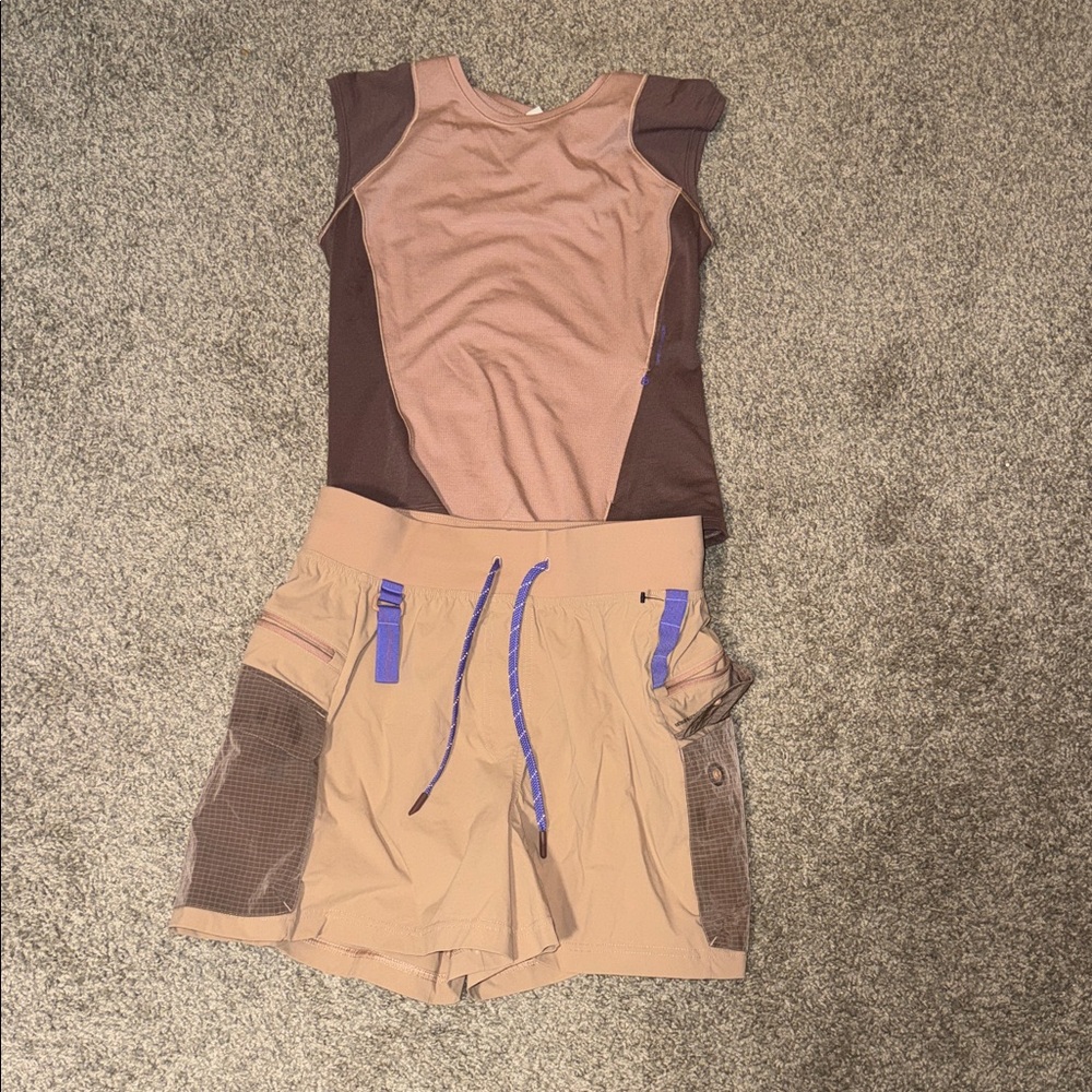 lululemon athletica Tan and Brown Women Shorts Cargos